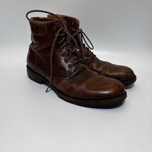 Frye Vintage Brown Leather Lace-Up Boots Size 10.5D Made in Mexico